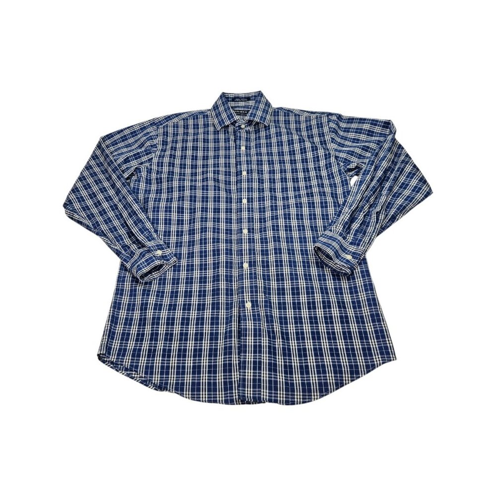 Magna Ready Shirt Men's Small Blue Plaid Long Sleeve Magnetic Closure Button Up